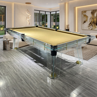 Table de billard en verre de luxe moderne, design élégant, table de billard d'intérieur avec plateau en verre trempé