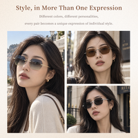 Lunettes de soleil rétro sans monture rectangulaires pour femmes et hommes, protection UV400, tendance, pour les vacances en plein air, lunettes décoratives pour photos