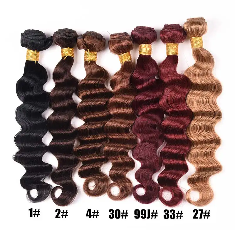 Tissage en lot malaisien naturel Loose Deep Wave 26 pouces, mèches de couleur avec Closure