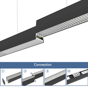 โคมไฟระย้า LED แบบเส้น DALI-DT8 ปรับความสว่างได้ รูปทรงสี่เหลี่ยม เชื่อมต่อกันได้ เหมาะสำหรับโรงแรม รูปทรงยาว พร้อมรีโมทคอนโทรล - Product Image 3