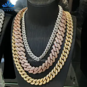 Groothandel Luxe Iced Out Cubaanse Schakelketting 20Mm Luxe 10K 14K 18K Echt Vergulde Ketting Voor Mannen Hiphop Cadeau