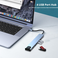 Stasiun Dok Usb 3.0 + 2.0*3 + PD Charing + USB-C, Transfer Data PD + HDTV 4K + 100mpbs Ethernet + SD + TF Ethernet Usb c 10 dalam 1