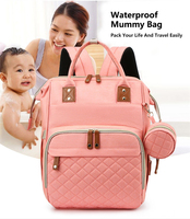 Lequeen Sac à Dos en Polyester Rayé avec Sangle de Poussette et Interface USB Personnalisé Nouveau Baby Care pour la Maternité