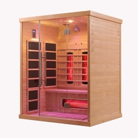 Salle de sauna infrarouge lointain confortable Smartmak pour 3 personnes, sauna sec intérieur