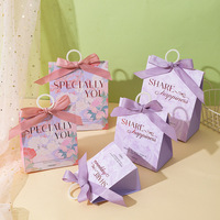 Sac en papier pour petites entreprises, boîte cadeau de mariage pour bonbons, motifs floraux colorés printemps-été avec nœuds raffinés
