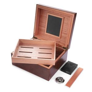 Humidor de Madera para Cigarros de Escritorio, Caja de Almacenamiento para Cigarros, Contenedor Rectangular con Humidificador - Product Image 2