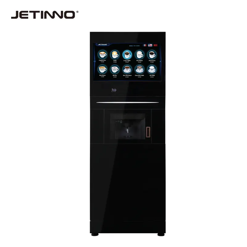 Espresso Automática Máquina de Venda Automática de Café Quente E Fria Tampa auto-Nivelamento Qr Pagar Em Dinheiro Paga