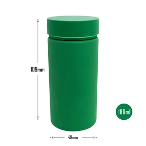 Sanzhi, venta al por mayor, botella de cápsula verde para mascotas de 180 ml, botella de plástico vacía con tapa, botella de píldora médica, contenedor de cápsula