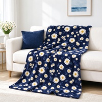 Plaid de canapé personnalisé en polaire douce et moelleuse, motif marguerite, 100*150cm, en flanelle polaire, pour usage au bureau