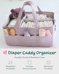 Organizador de Pañales para Bebé, Cesta Organizadora de Pañales con 8 Bolsillos, Lavable, para Recién Nacidos, Bolsa de Transporte para Cambiador o Auto - Product Image 3