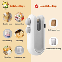 Scelleuse sous vide portable USB rechargeable, mini scelleuse manuelle pour sacs alimentaires en plastique avec coupe-sac thermique et clip, machine à sceller les sacs
