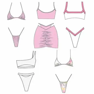 2024 personnalisé Sexy plage Super Mini extrême Micro maillot de bain deux pièces String Bikini et vêtements de plage