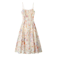 Robe longue décontractée d'été à bretelles spaghetti, à imprimé floral multicolore, pour femmes