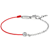 Élégant Bracelet en Argent Sterling S925 avec Cordon Rouge et Demi-chaîne, Breloque CZ, Style Français, Vente en Gros Bijoux Pulseras