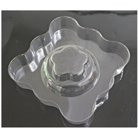 Plateau alimentaire en plastique transparent en forme de fleur, jetable, pour servir des collations et des desserts