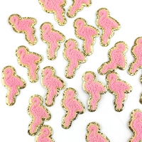 Serviette à paillettes dorées pour avion, flamant rose, palmier, patchs en chenille, appliques personnalisées, logo de créateur, patchs en chenille à repasser