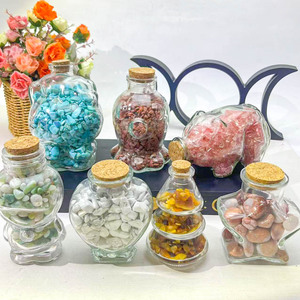 Vente chaude spirituelle guérison cristal artisanat puces de pierres précieuses en vrac matériau mixte gravier dessin animé bouteille en verre pour la décoration de la maison - Product Image 3