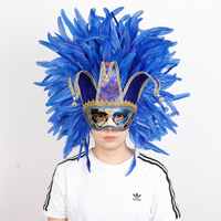 Couronne de moqueur en plumes colorées pour carnaval, masque vénitien, coiffe de costume de Mardi Gras, ornement facial en plumes pour festival, vente en gros