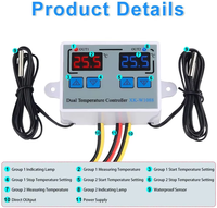 Contrôleur de température numérique double XK-W1088 DC12V 120W/DC24V 240W/AC110-220V 1500W