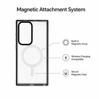 Étui de téléphone magnétique fin, 1,5 mm d'épaisseur, coque protectrice transparente en acrylique pour Samsung S24 Ultra, léger, résistant aux rayures