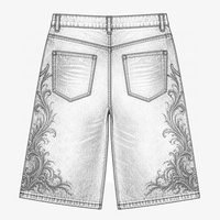 Shorts en jean YOUMI sur mesure, coupe oversize, délavage vintage, effet usé, imprimé DTG, style streetwear, jorts amples et baggy, hip-hop