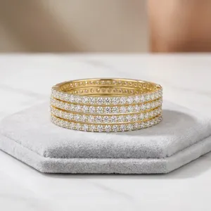 กำไลข้อมือเพชรแบบอินเดียอเมริกันชุบโรเดียมเลียนแบบขายส่ง เครื่องประดับแบบดั้งเดิมสำหรับเจ้าสาวงานแต่งงาน บาร์กาไว - Product Image 4