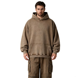 TKAN270 personnalisé surdimensionné Boxy Fit 450gsm poids lourd français éponge à capuche en détresse 500gsm acide lavage Vintage à capuche hommes - Product Image 2