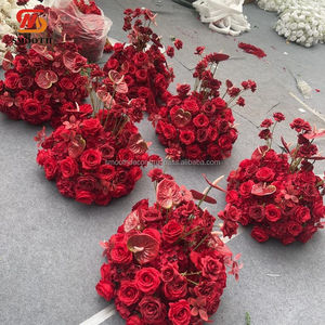 Bola de Flores Artificiales Personalizada con Rosas de Seda Rojas para Decoración de Centro de Mesa de Boda, Tamaño Personalizado Disponible - Product Image 5