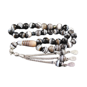 Ojo de tigre marrón Natural 8MM <span class=keywords><strong>Tasbih</strong></span> 33 cuentas oración musulmana Rosario collar religioso para Chakra equilibrio alivio de la ansiedad - Product Image 2