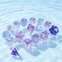 Jeu de dés en résine lisse bleu, violet et crème, 7 pièces, pour jeux de société, cadeau délicat