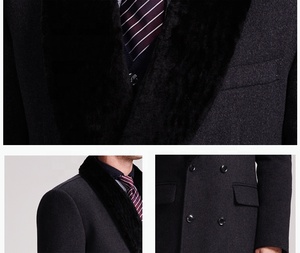 <span class=keywords><strong>Cappotto</strong></span> Invernale da <span class=keywords><strong>Uomo</strong></span> <span class=keywords><strong>in</strong></span> Lana e <span class=keywords><strong>Cashmere</strong></span>, Design Lungo, Slim Fit, Impermeabile con Collo <span class=keywords><strong>in</strong></span> Pelliccia - Product Image 4