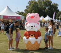 Modèle de crème glacée gonflable personnalisé en forme d'animal de dessin animé pour la décoration d'événements festifs, la publicité commerciale, les événements de carnaval