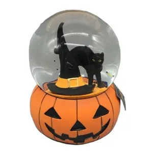 Halloween Musikalische Schneekugel Schwarz Katze Hexe Hut Wasser globe Decor