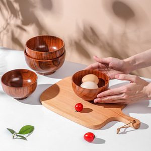 Innovazione del nuovo prodotto semplice ciotola per la casa piccola ciotola di legno per bambini ciotola di riso in legno logo personalizzato isolamento termico - Product Image 2