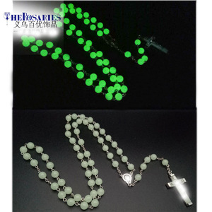 Rosarios con Cuentas Brillantes, Collar de Rosario con Colgante de Cruz de Aleación de Zinc, Joyería Unisex para Festivales y Regalos - Product Image 1