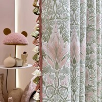 Rideaux occultants jacquard floraux en tissu polyester soyeux sur mesure pour fenêtres baies pleine hauteur avec trous pré-perforés