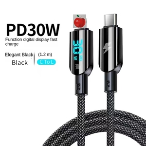 Cable de Carga Superrápida con Pantalla <span class=keywords><strong>Digital</strong></span> Inteligente, 100W, Material TPE, Tipo-C, Cable de Datos para Carga Rápida de Auriculares PD30W - Product Image 2