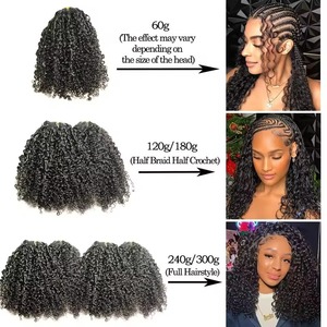 Extensions de cheveux humains bouclés style birman pour crochet, cheveux vierges, installation rapide, légers et confortables pour femmes noires - Product Image 6