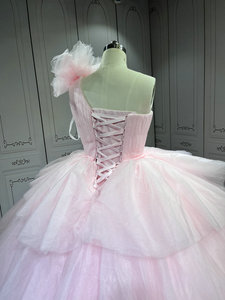 Robe de Quinceañera à une épaule superposée Mumuleo, Vestidos De Xv Anos, rose, robe pour <span class=keywords><strong>quinze</strong></span> ans, Vestidos De Quince Anos - Product Image 6