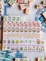 Jeu de Mahjong Américain Pliable Moderne Rose Secret Garden 160 Tuiles en Acrylique 3 Couches Motif Floral Botanique 1.26*0.91*0.45in – Cadeau de Fêtes