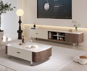 Modern <b>Walnut</b> Veneer <b>Coffee</b> <b>Table</b> Storage Center <b>Table</b> Solid Wood Living Room Furniture for Home - Product Image 3