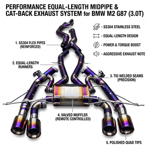 Vortex Purple Burnt Titanium Valved Catback Exhaust System for BMW M2 G87 S58 3.0T 2022-2025 Direct Fit Tuning System <b>Kit</b> - Product Image 1