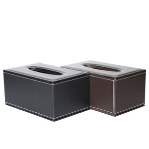 Cubierta de caja de pañuelos de cuero PU para caja de papel higiénico de escritorio de oficina de Hotel soporte de caja de pañuelos de negocios - Product Image 1