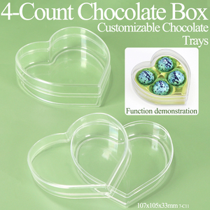 Boîte cadeau en plastique en forme de cœur YUZMEI, boîte à chocolat 4 pièces, boîtes à bombonnières en acrylique, boîtes transparentes pour bonbons, contenants pour cadeaux de mariage - Product Image 1