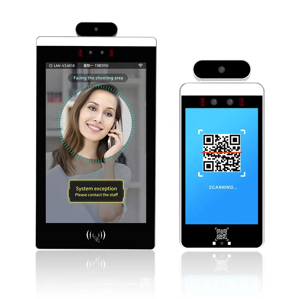 Android 8 pouces PCPA écran tactile visage/empreinte digitale/code QR/NFC tablette de contrôle d'accès avec caméra thermique