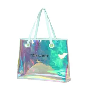 Direct Supply Manufacturer's Colorful Transparent PVC TPU Laser Tote Bags Plastic Jelly Logo Internet Celebrity Product