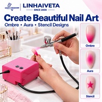 Kit de compresseur d'aérographe Linhaiveta avec contrôle à 3 vitesses et aérographe de 0,3 mm pour la décoration des ongles