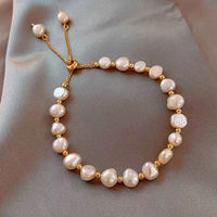 Bracelet tendance et sexy pour femme, avec perles baroques naturelles d'eau douce, plaqué or 24 carats, idéal pour un anniversaire ou une fiançailles
