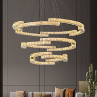 Lustre circulaire moderne minimaliste nordique en cristal pour salon et salle à manger, lustre de luxe créatif américain pour cuisine