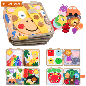 Jumon Giraffe Busy <b>Board</b> Activity Book Puzzle Preschool Educational Quiet Sensory Home Toy Baby 1 2 3 Ages Cotton Cloth JBK-8 - Product Image 3